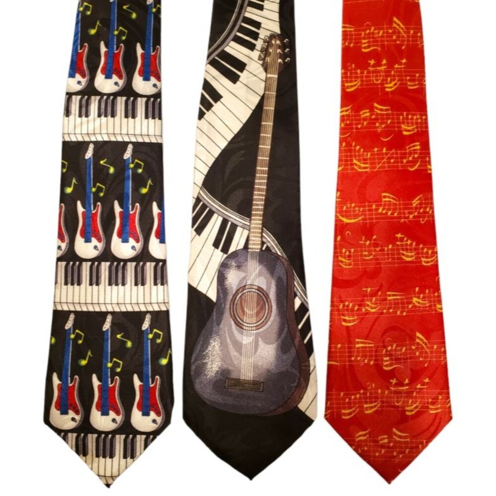 Piano Keys Guitars Music Ties #111 - Lot of 3 Novelty Neckties NWT Clearance